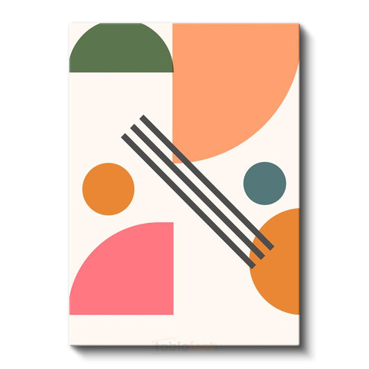 Renkli Diyalog - Minimalist Geometrik Kompozisyon Kanvas Tablo