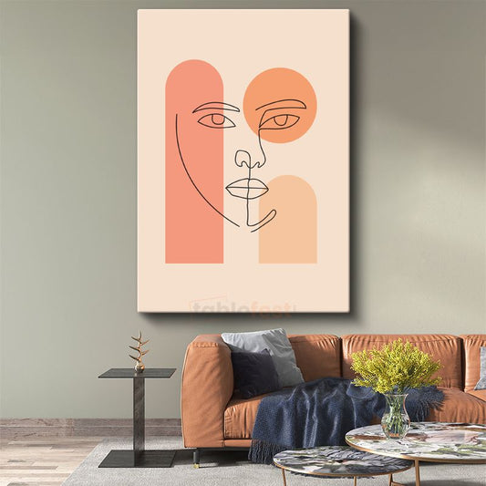 Çizgisel Portre - Minimalist Yüz İfadesi Kanvas Tablo