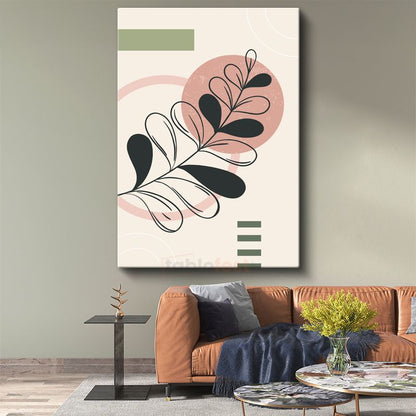 Botanik Harmoni - Minimalist Yaprak Deseni Kanvas Tablo