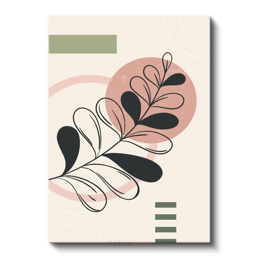 Botanik Harmoni - Minimalist Yaprak Deseni Kanvas Tablo