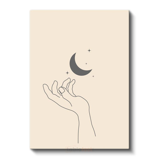 Ay Tutulumu - Minimalist El Çizimi Kanvas Tablo