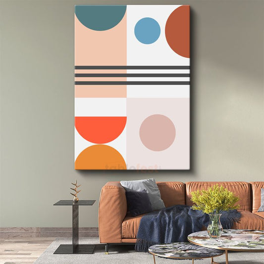 Geometrik Denge - Modern Daire Kompozisyonu Kanvas Tablo