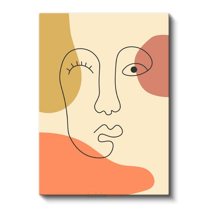 Minimalist Yüz Çizgisi - Pastel Tonlarda Soyut İfade Kanvas Tablo
