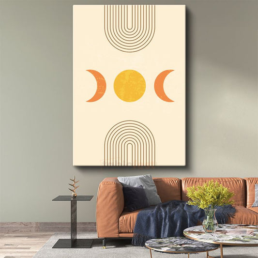 Ay Evreleri Geometrisi - Minimalist Gökyüzü Sembolizmi Kanvas Tablo
