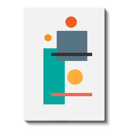Minimalist Denge - Turkuaz ve Turuncu Dairelerle Geometrik Kanvas Tablo