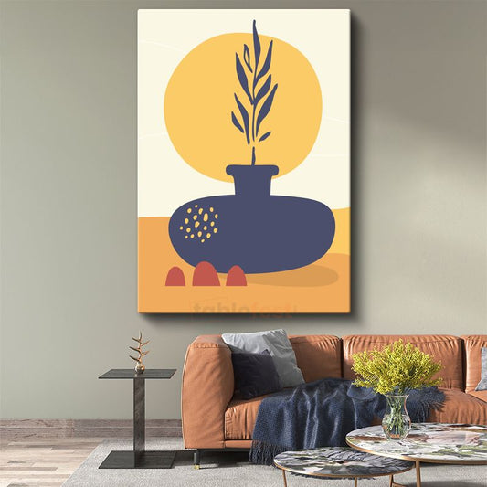 Güneş Enerjisi - Minimalist Bitki Kompozisyonu Kanvas Tablo