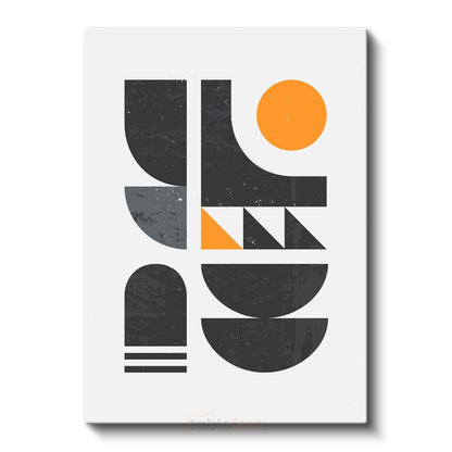 Modern Geometri - Siyah Turuncu Minimalist Şekiller Kanvas Tablo
