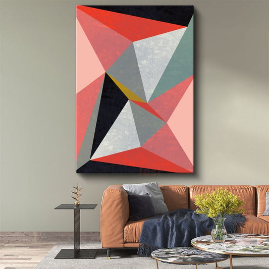 Geometrik Üçgenler - Modern Renkli Kontrast Kanvas Tablo