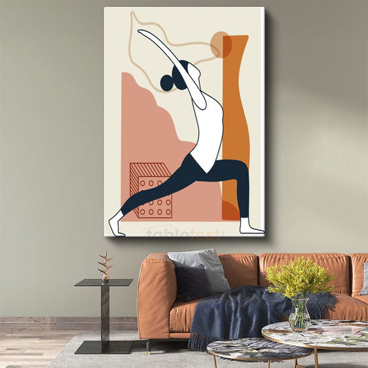 Zarafet Duruşu - Modern Çizgilerle Yoga Pozu Kanvas Tablo
