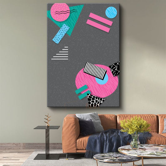 Retro Geometri - Memphis Tarzı Soyut Desen Kanvas Tablo