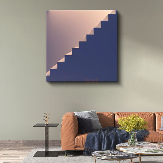 Minimalist Merdiven - Işık Gölge Oyunlu Geometrik Kompozisyon Kanvas Tablo