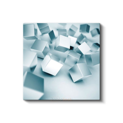 Küp Dünyası - Minimalist Geometrik Kompozisyon Kanvas Tablo