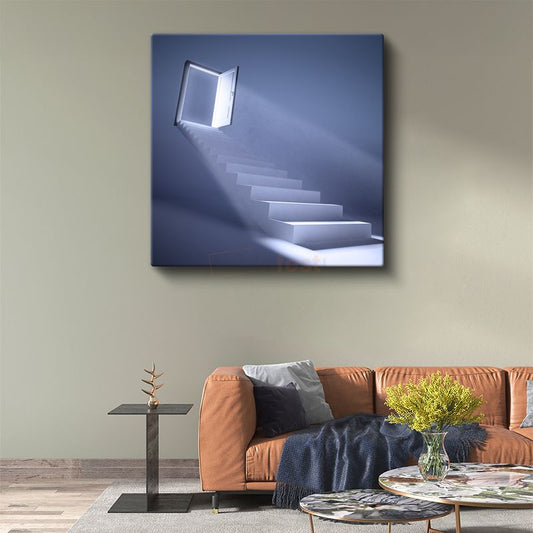 Aydınlık Kapı - Minimalist Merdiven Kompozisyonu Kanvas Tablo
