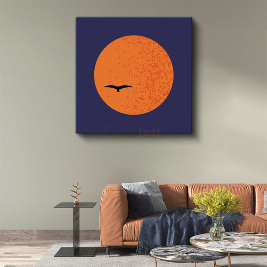 Gökyüzü Yolcusu - Minimalist Güneş Silueti Kanvas Tablo