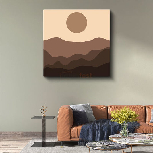 Minimalist Manzara - Sade Çizgilerle Dağ Silueti Kanvas Tablo
