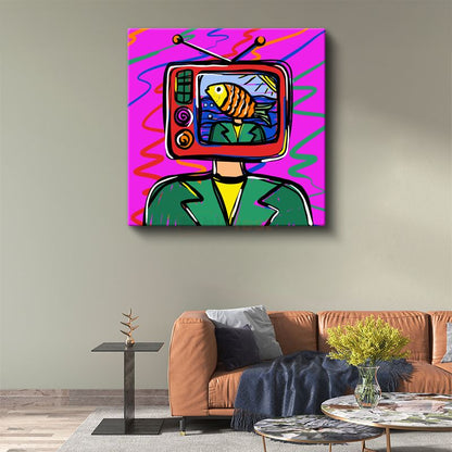Dijital Kimlik - Pop Art Televizyon Figürü Kanvas Tablo