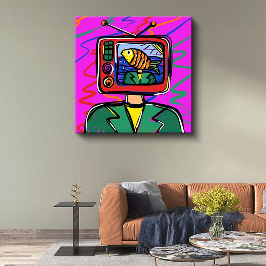 Dijital Kimlik - Pop Art Televizyon Figürü Kanvas Tablo