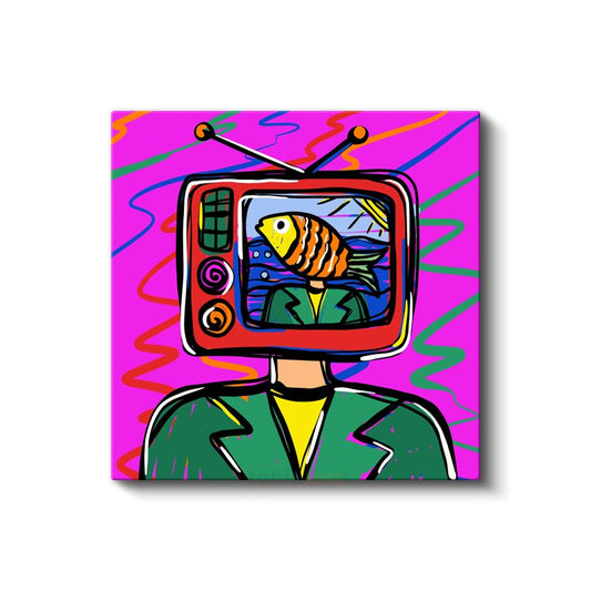 Dijital Kimlik - Pop Art Televizyon Figürü Kanvas Tablo