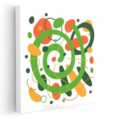 Spiral Enerji - Turuncu Yeşil Harmonisi Kanvas Tablo