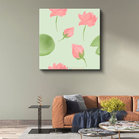 Nilüfer Zarafeti - Minimalist Çiçek Deseni Kanvas Tablo