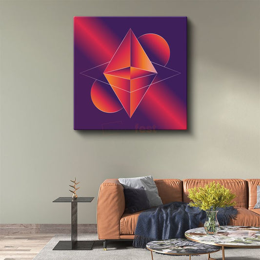 Geometrik Kristal - Futuristik Üçgen ve Daireler Kanvas Tablo