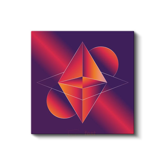Geometrik Kristal - Futuristik Üçgen ve Daireler Kanvas Tablo