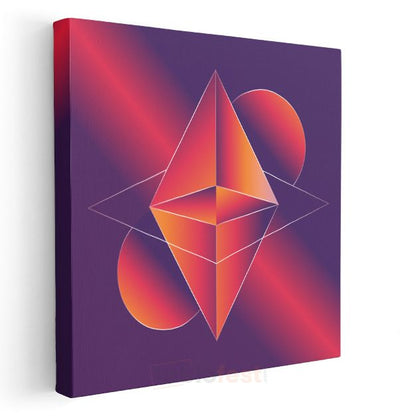 Geometrik Kristal - Futuristik Üçgen ve Daireler Kanvas Tablo