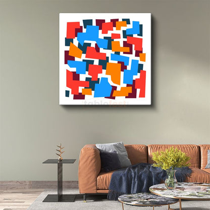 Geometrik Denge - Minimalist Renkli Bloklar Soyut Kanvas Tablo