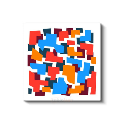 Geometrik Denge - Minimalist Renkli Bloklar Soyut Kanvas Tablo