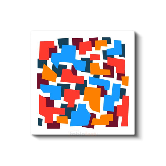 Geometrik Denge - Minimalist Renkli Bloklar Soyut Kanvas Tablo