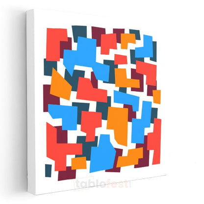 Geometrik Denge - Minimalist Renkli Bloklar Soyut Kanvas Tablo