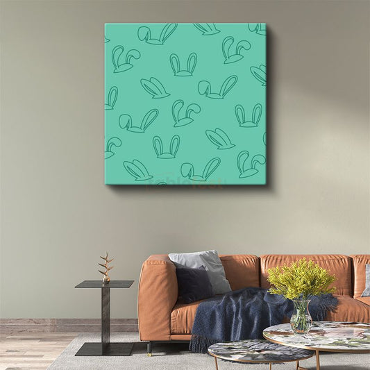 Tavşan Kulakları - Minimalist Çizgi Desenli Mint Yeşili Kanvas Tablo