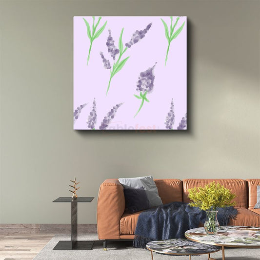 Lavanta Deseni - Zarif Minimalist Çiçek İllüstrasyonu Kanvas Tablo