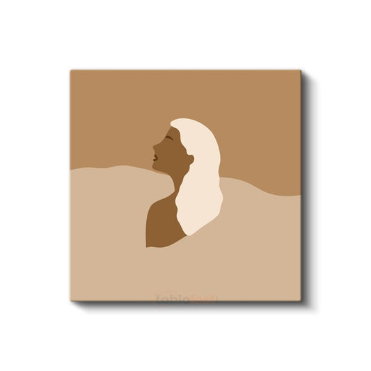 Minimalist Silüet - Toprak Tonlarında Soyut Profil Kanvas Tablo