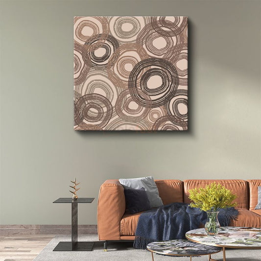 Sonsuz Daireler - Kahverengi Tonlarında Spiral Desenler Kanvas Tablo