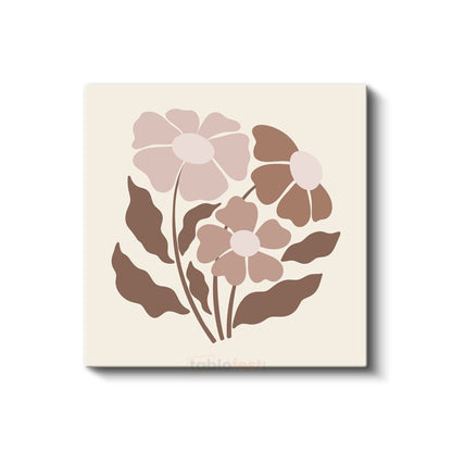 Pastel Çiçekler - Minimalist Botanik Desen Kanvas Tablo