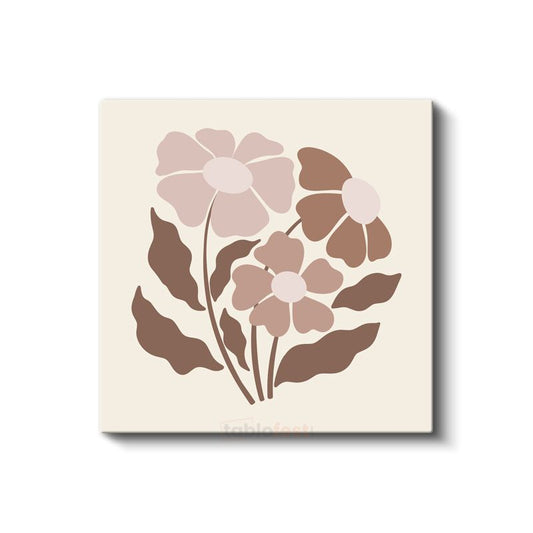 Pastel Çiçekler - Minimalist Botanik Desen Kanvas Tablo