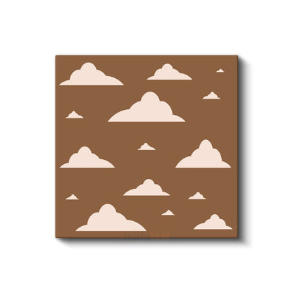 Minimalist Bulutlar - Kahverengi Gökyüzü Soyut Desen Kanvas Tablo