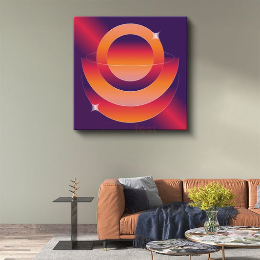 Kozmik Halkalar - Minimalist Geometrik Gradyan Kanvas Tablo