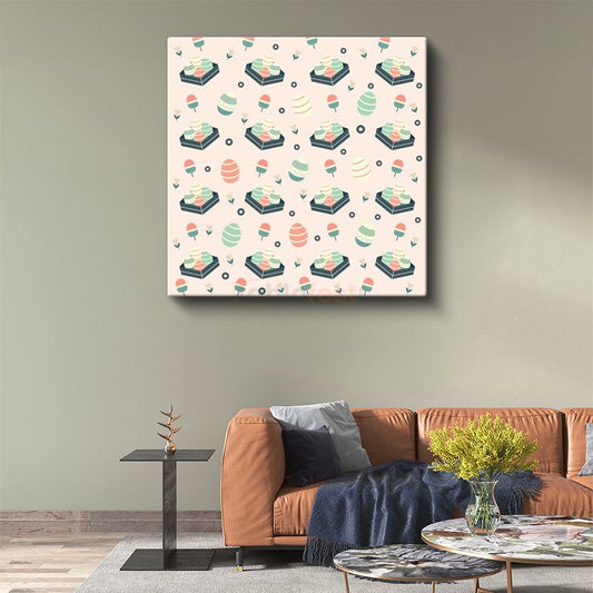 Pastel Motifler - Minimalist Tekrarlı Desen Kanvas Tablo