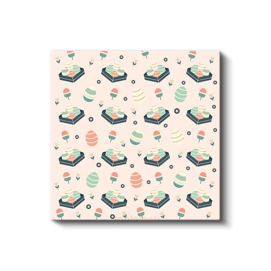 Pastel Motifler - Minimalist Tekrarlı Desen Kanvas Tablo