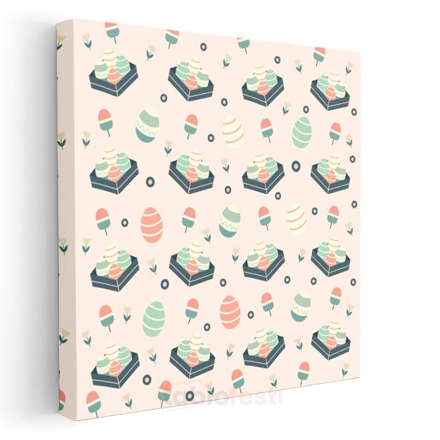 Pastel Motifler - Minimalist Tekrarlı Desen Kanvas Tablo