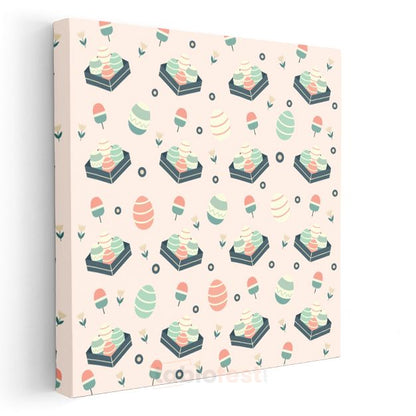 Pastel Motifler - Minimalist Tekrarlı Desen Kanvas Tablo