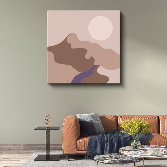 Minimalist Manzara - Pastel Tonlarda Soyut Kompozisyon Kanvas Tablo