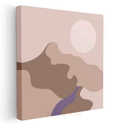 Minimalist Manzara - Pastel Tonlarda Soyut Kompozisyon Kanvas Tablo