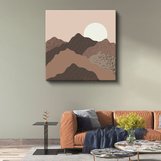 Minimalist Dağ Manzarası - Dokulu Soyut Kompozisyon Kanvas Tablo