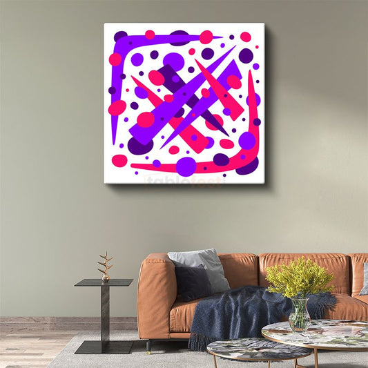 Geometrik Enerji - Mor ve Pembe Keskin Çizgiler Kanvas Tablo