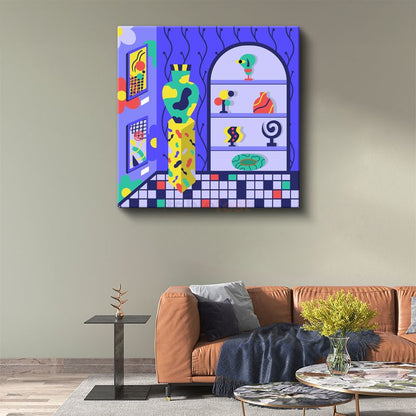 Modern İç Mekan - Renkli Pop-Art Kompozisyonu Kanvas Tablo