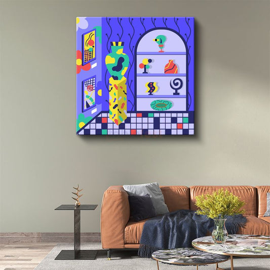 Modern İç Mekan - Renkli Pop-Art Kompozisyonu Kanvas Tablo