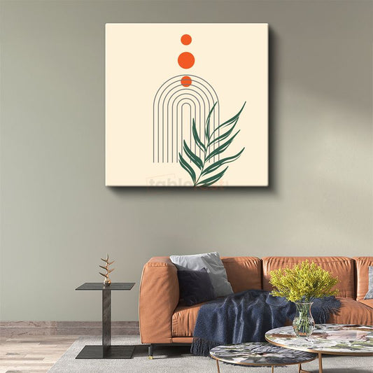 Geometrik Denge - Botanik Minimalist Kompozisyon Kanvas Tablo